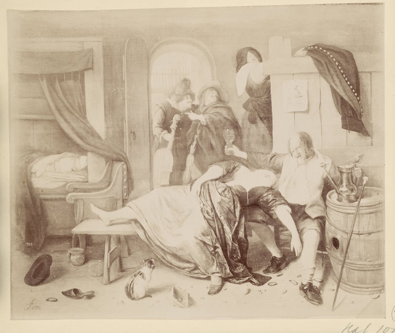 Fotoreproduktion des Gemäldes Das betrunkene Paar von Jan Steen von Anonymous