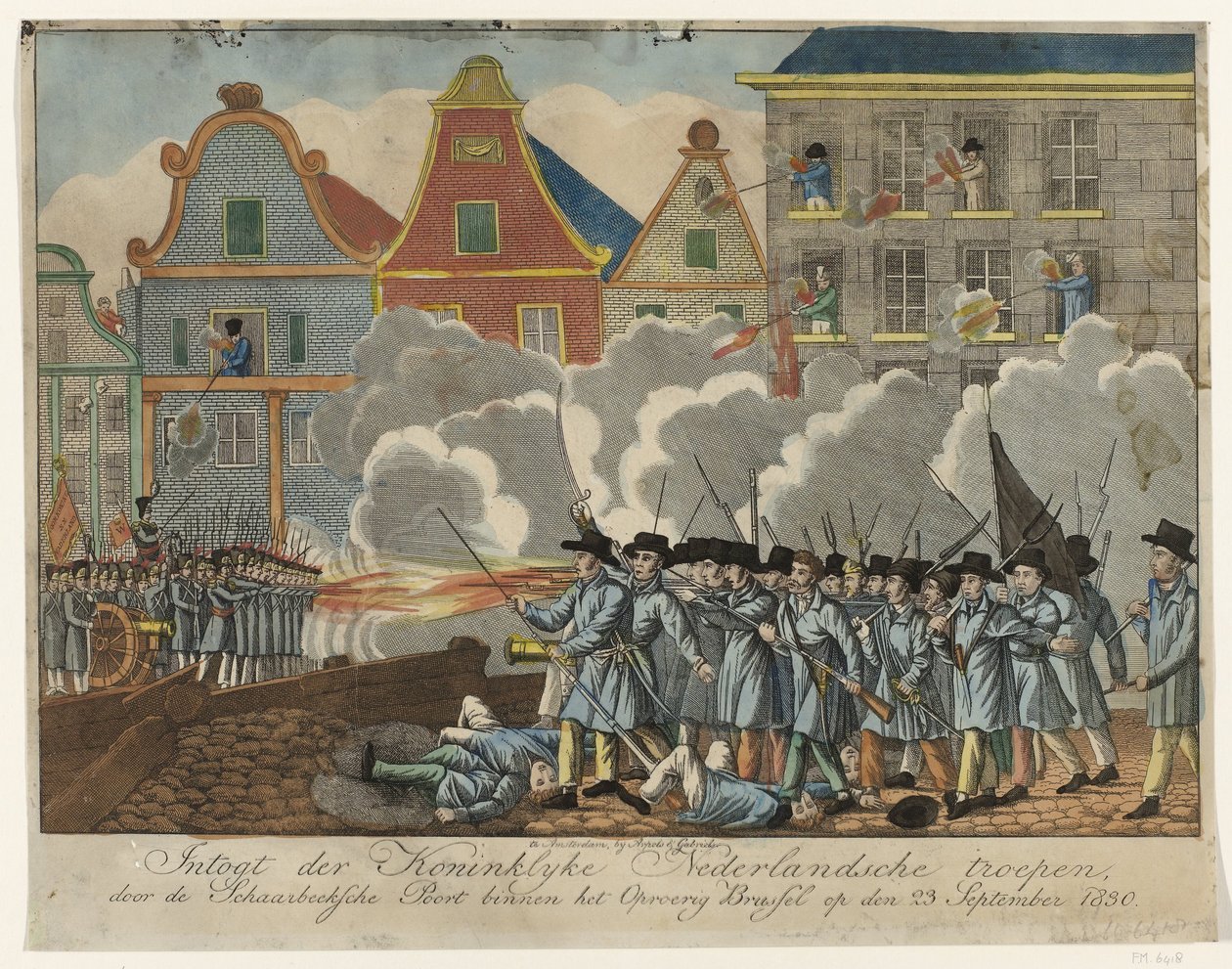 Gevechten bei der Schaarbeekse Poort in Brüssel, 1830 von Anonymous
