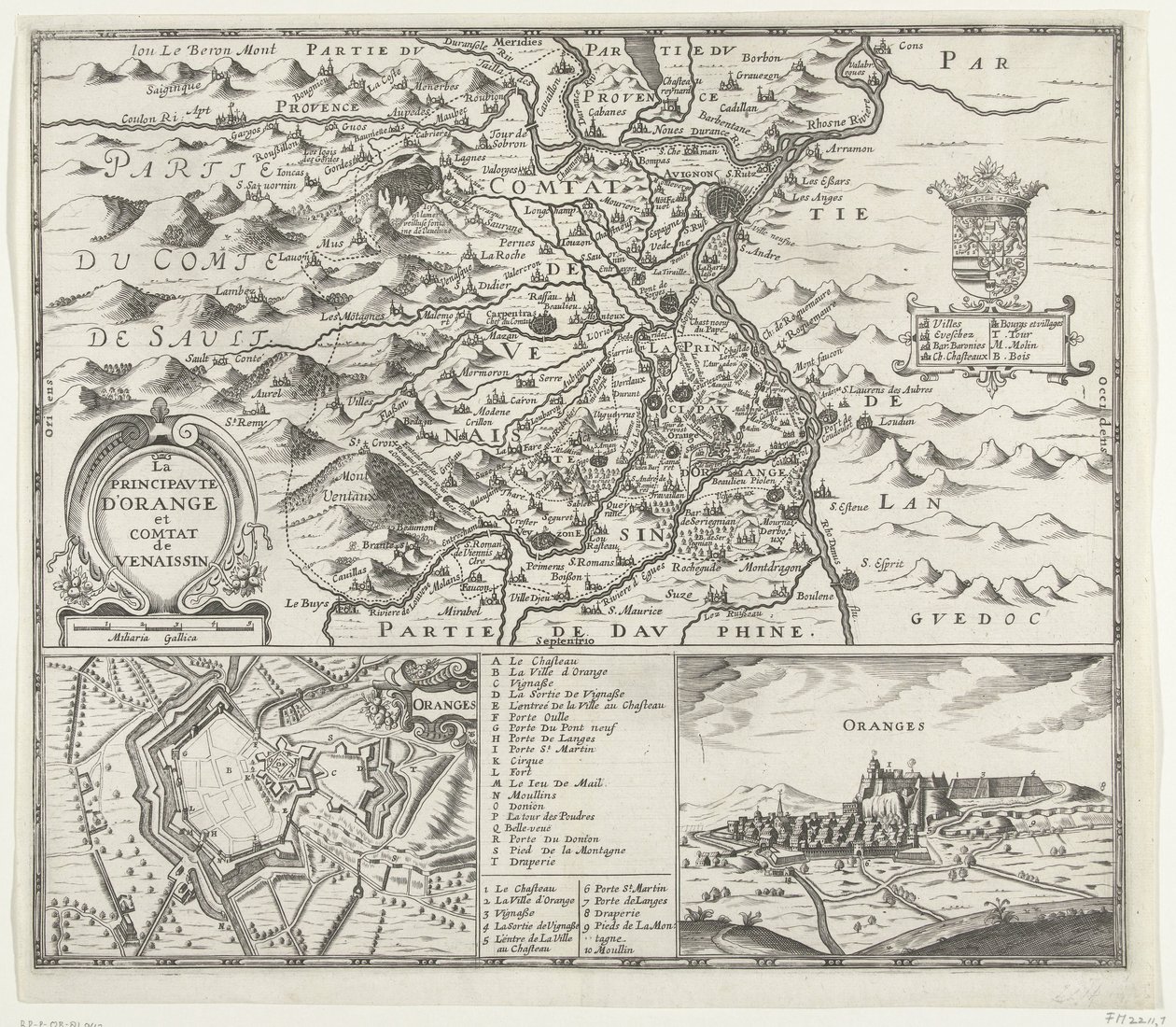 Karte des Fürstentums Orange, 1639 von Anonymous