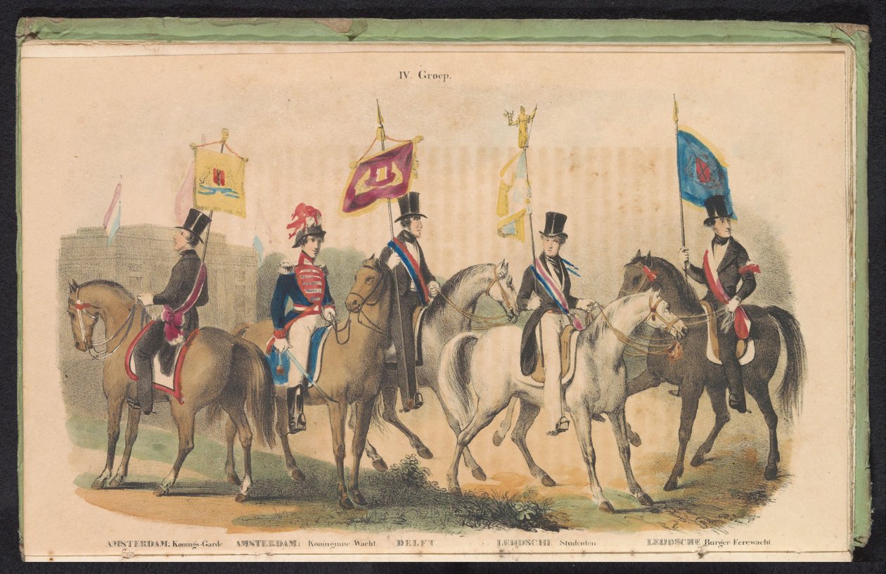 Kostüme und Fahnen der Ehrenwachen von Amsterdam, Delft und Leiden, 1840-1842 von Anonymous