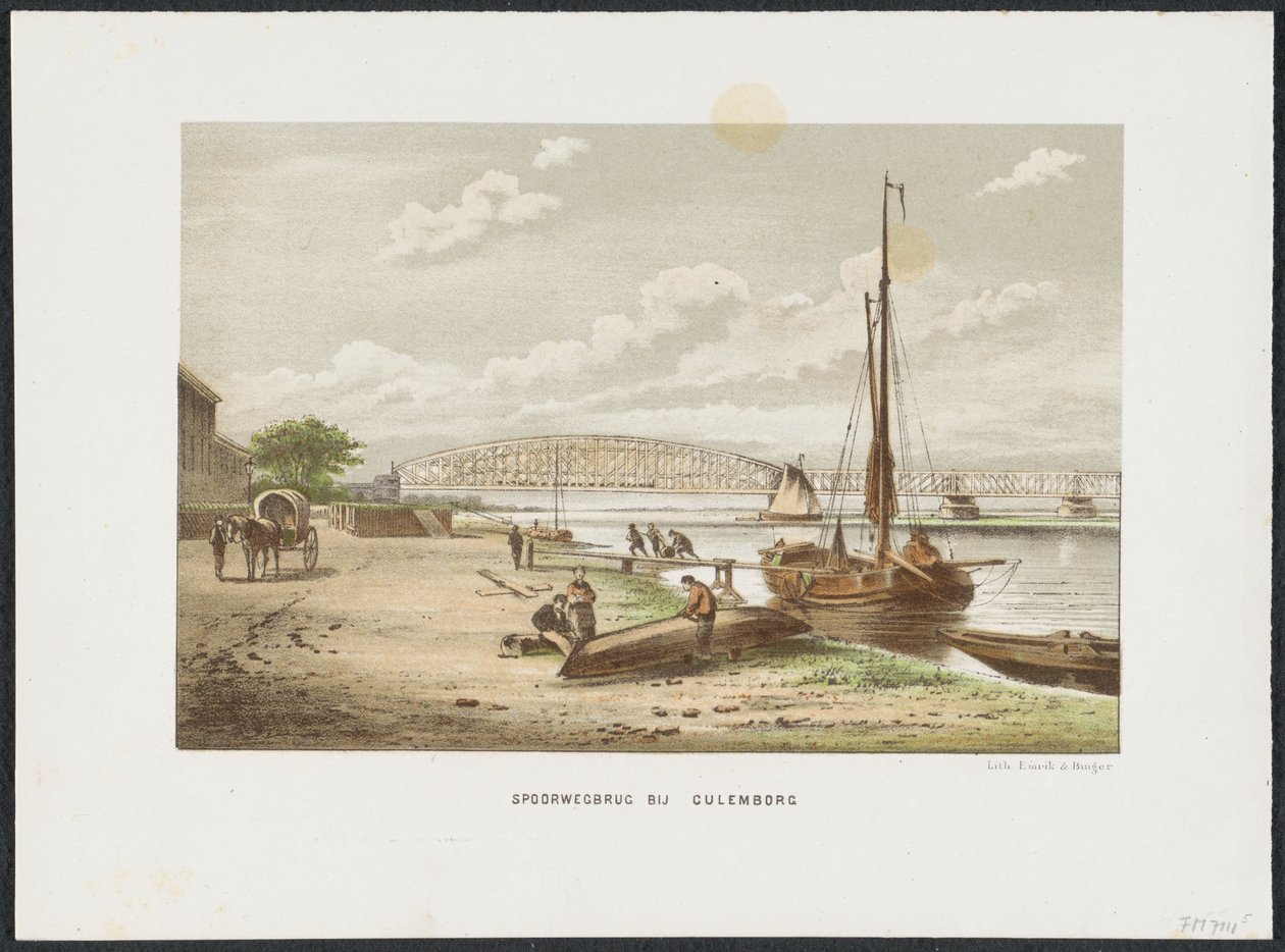 Kuilenburgse Eisenbahnbrücke bei Culemborg, 1868 von Anonymous
