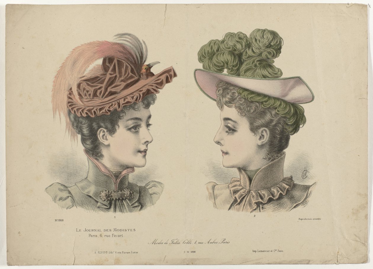 Le Journal des Modistes, 1-11-1892, Nr. 1916 : Modes de Julia Coll von Anonymous