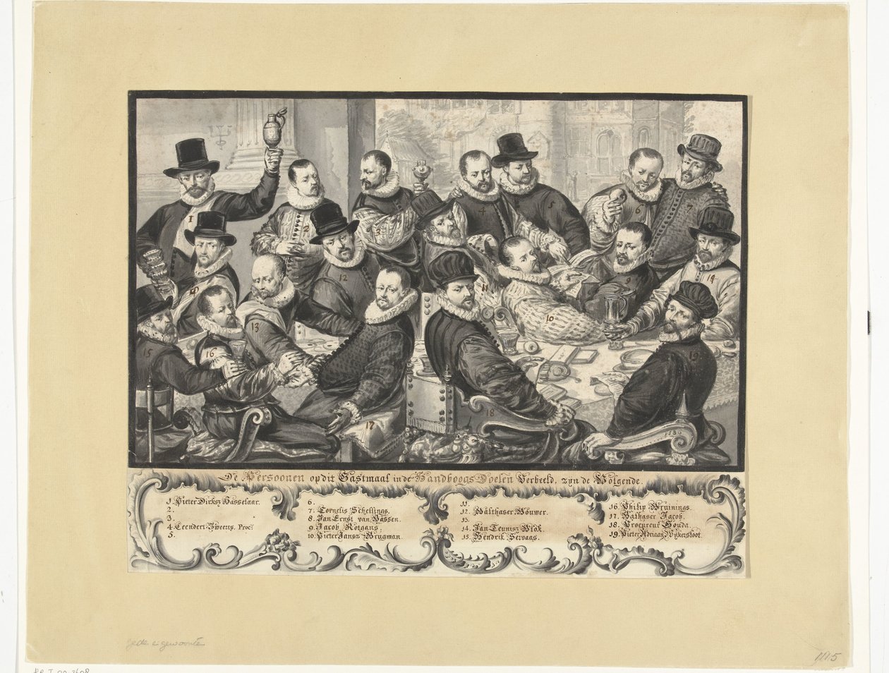 Mahlzeit der Offiziere der Handboogdoelen in Amsterdam, 1586 von Anonymous