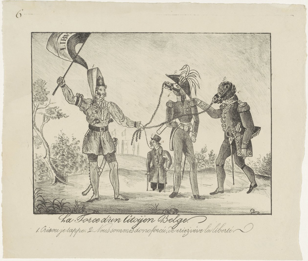 Aufständischer Belgier hält die Niederländer an der Kette, 1830 von Anonymous