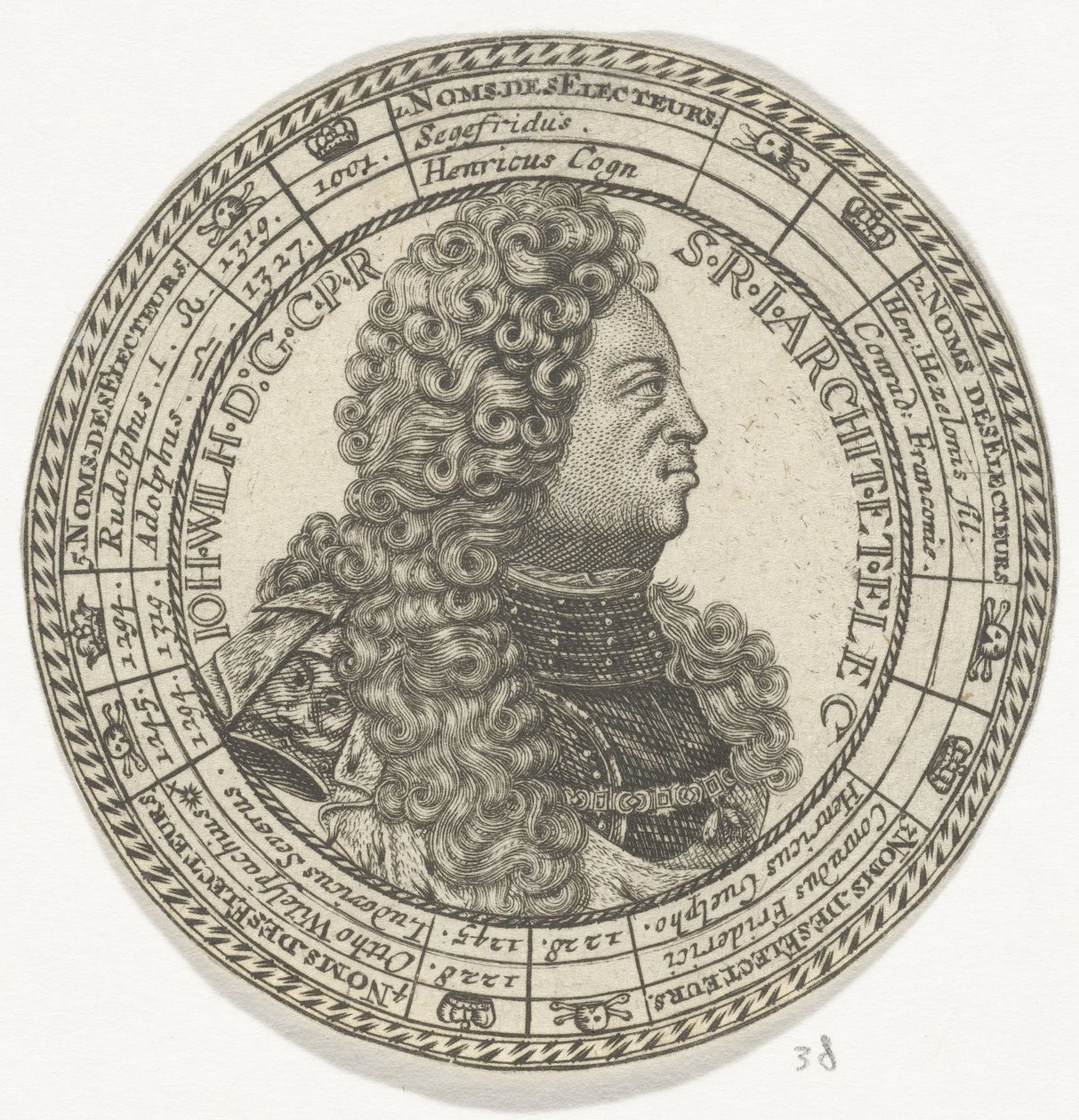 Münze mit dem Porträt von Johann Wilhelm und den Namen der Kurfürsten der Pfalz von Anonymous