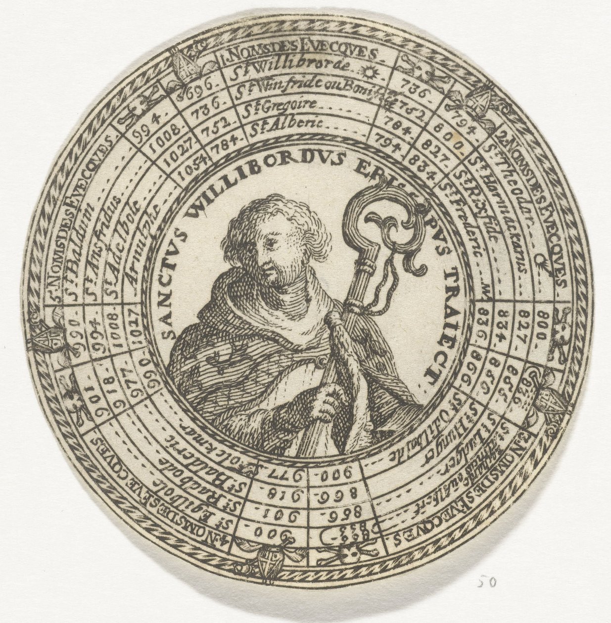 Münze mit dem Porträt des Heiligen Willibrord und den Namen der Bischöfe von Utrecht von Anonymous