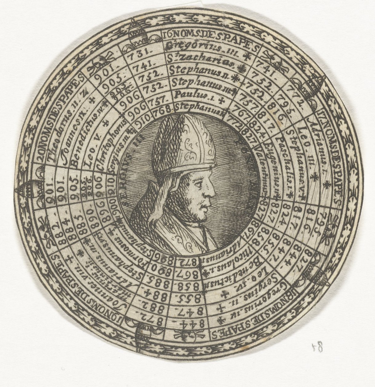 Münze mit dem Porträt von Papst Sergius III. und den Namen der Päpste von Anonymous