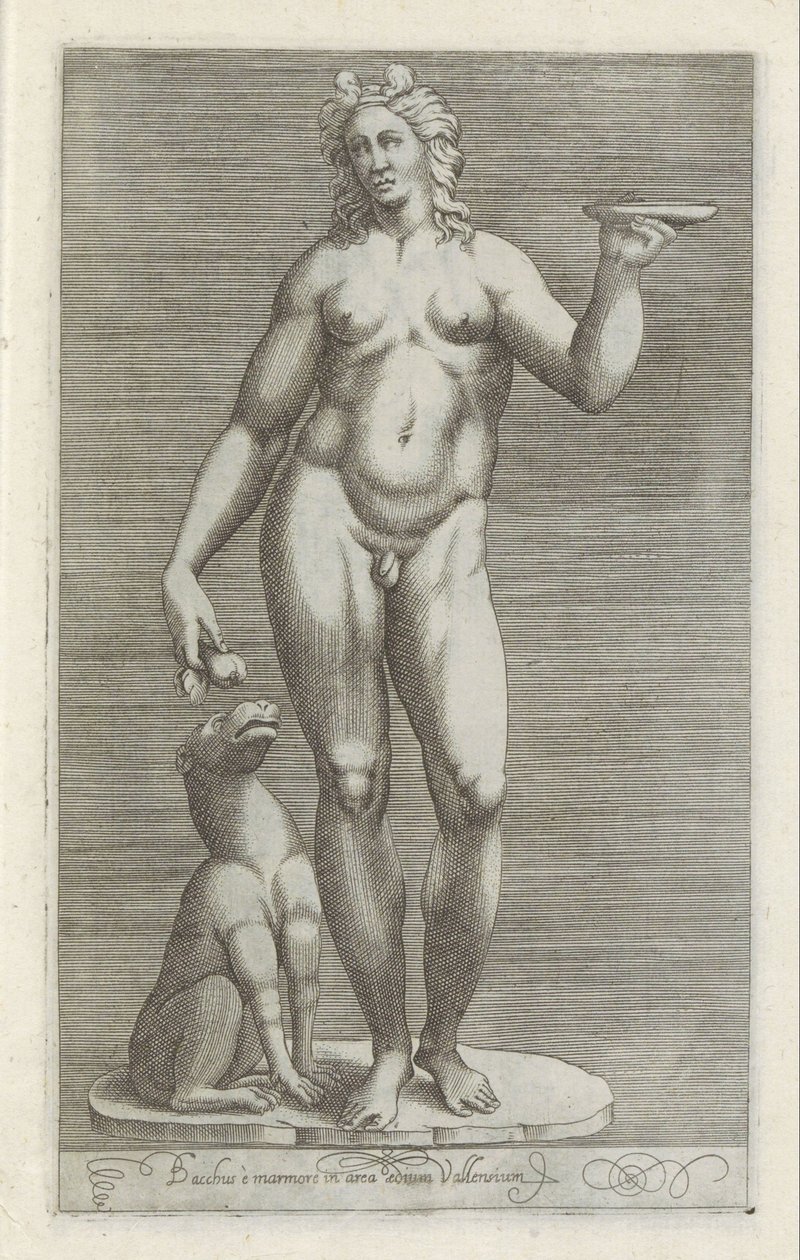 Skulptur von Bacchus und einem Hund von Anonymous