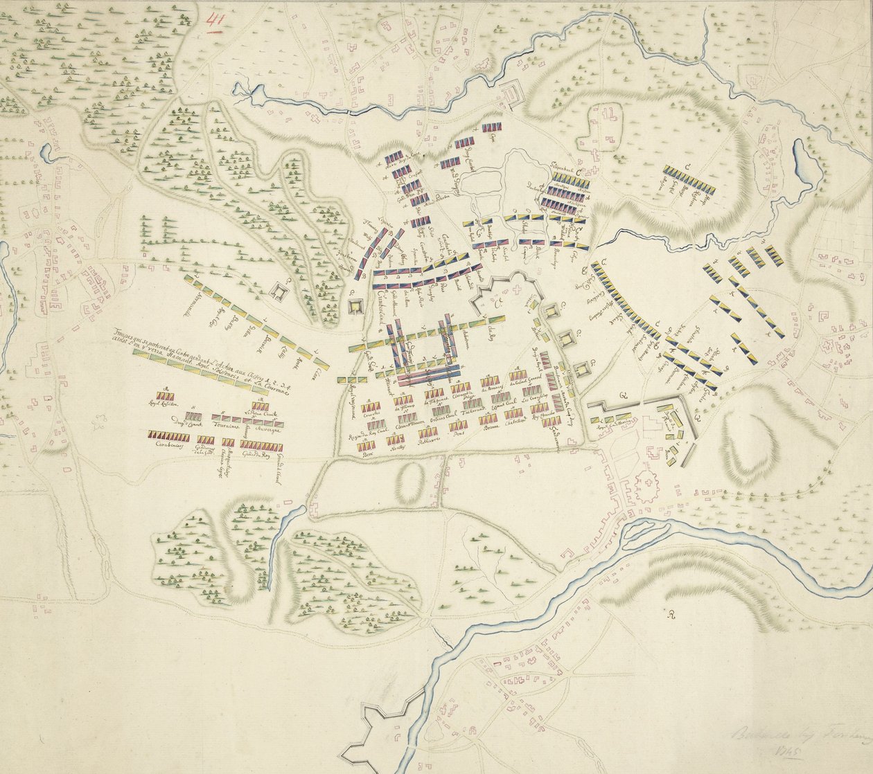 Schlachtordnungen bei der Schlacht bei Fontenoy, 1745 von Anonymous