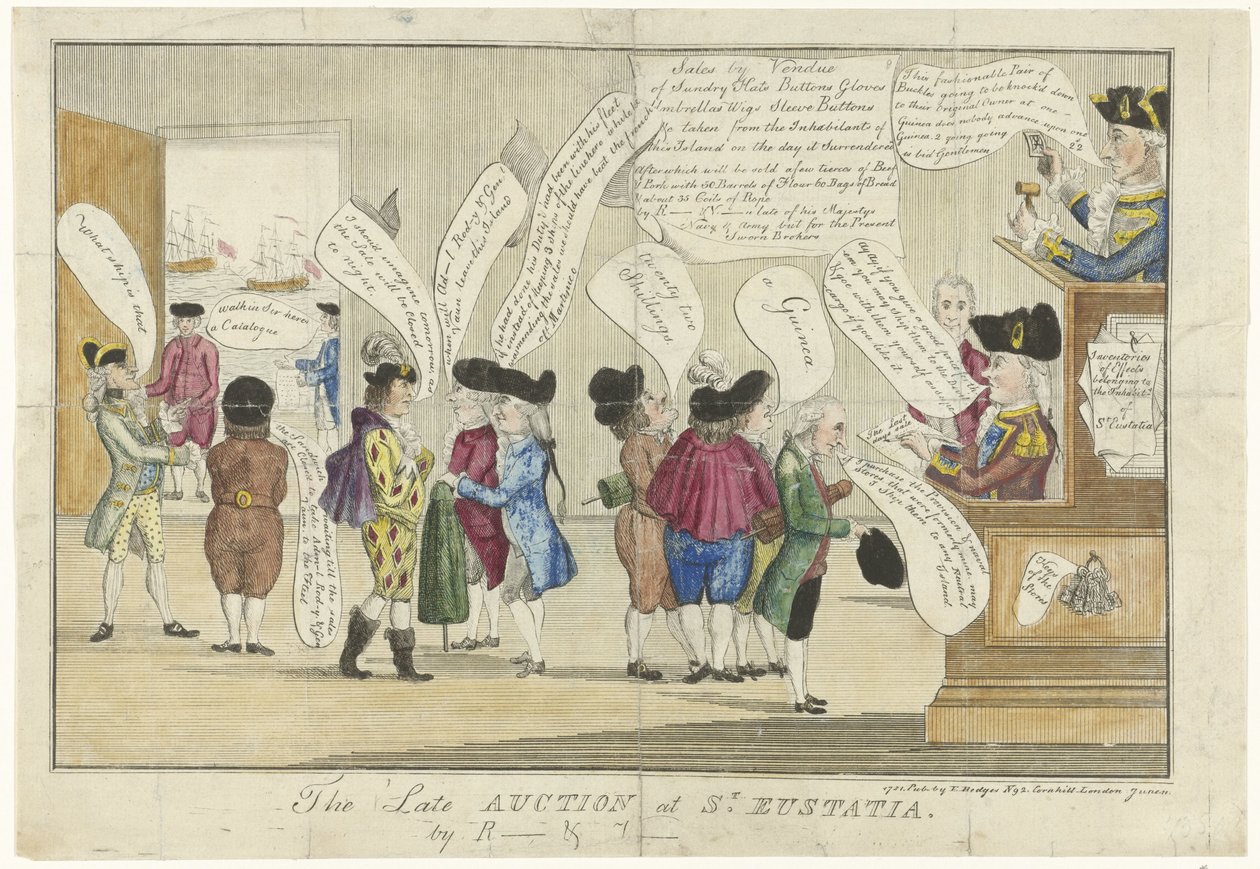 Spottdruck auf die Engländer auf Sint-Eustatia, 1781 von Anonymous