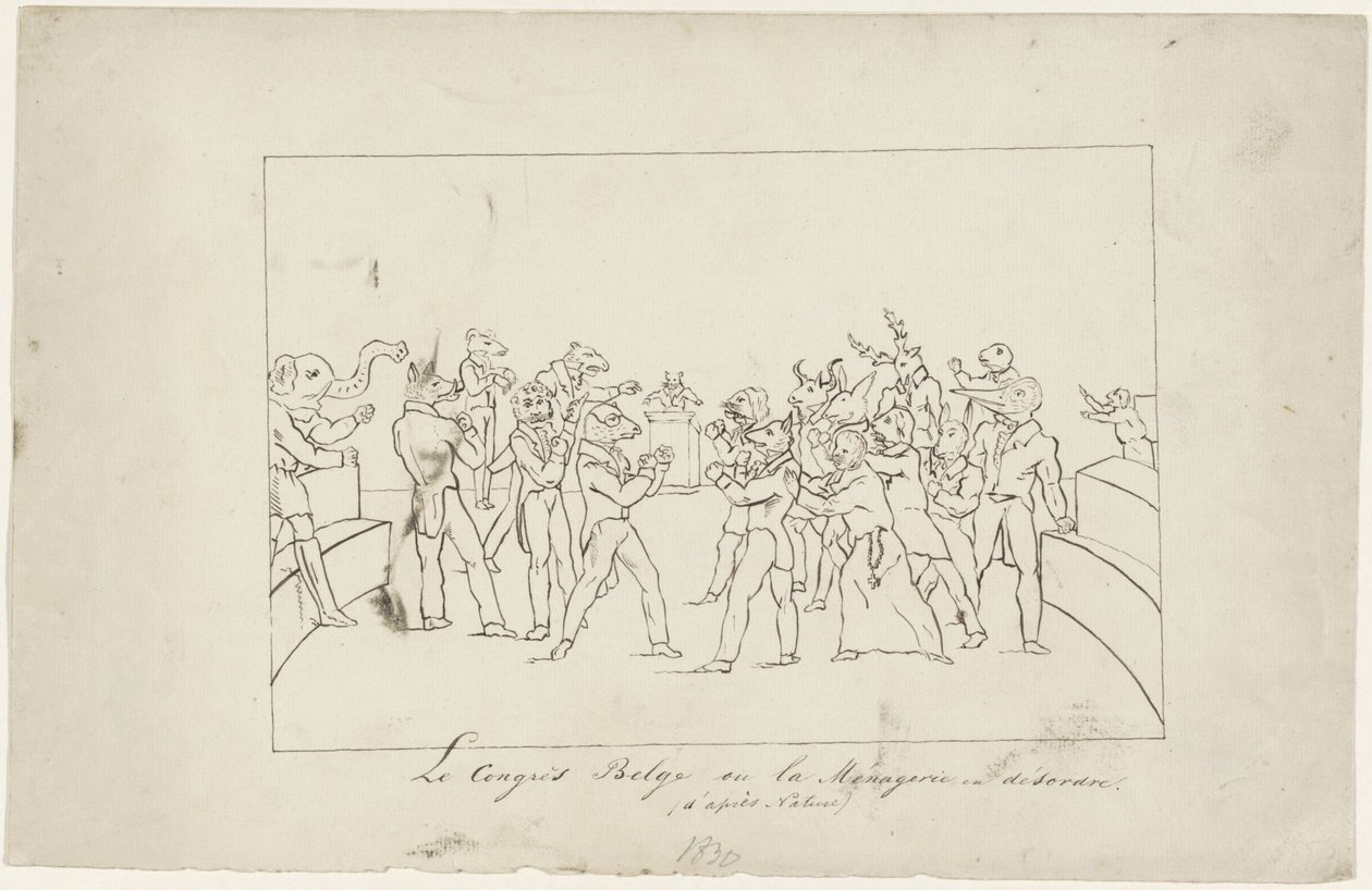 Karikatur über die Uneinigkeit im belgischen Nationalkongress über die Wahl eines Königs, 1831 von Anonymous