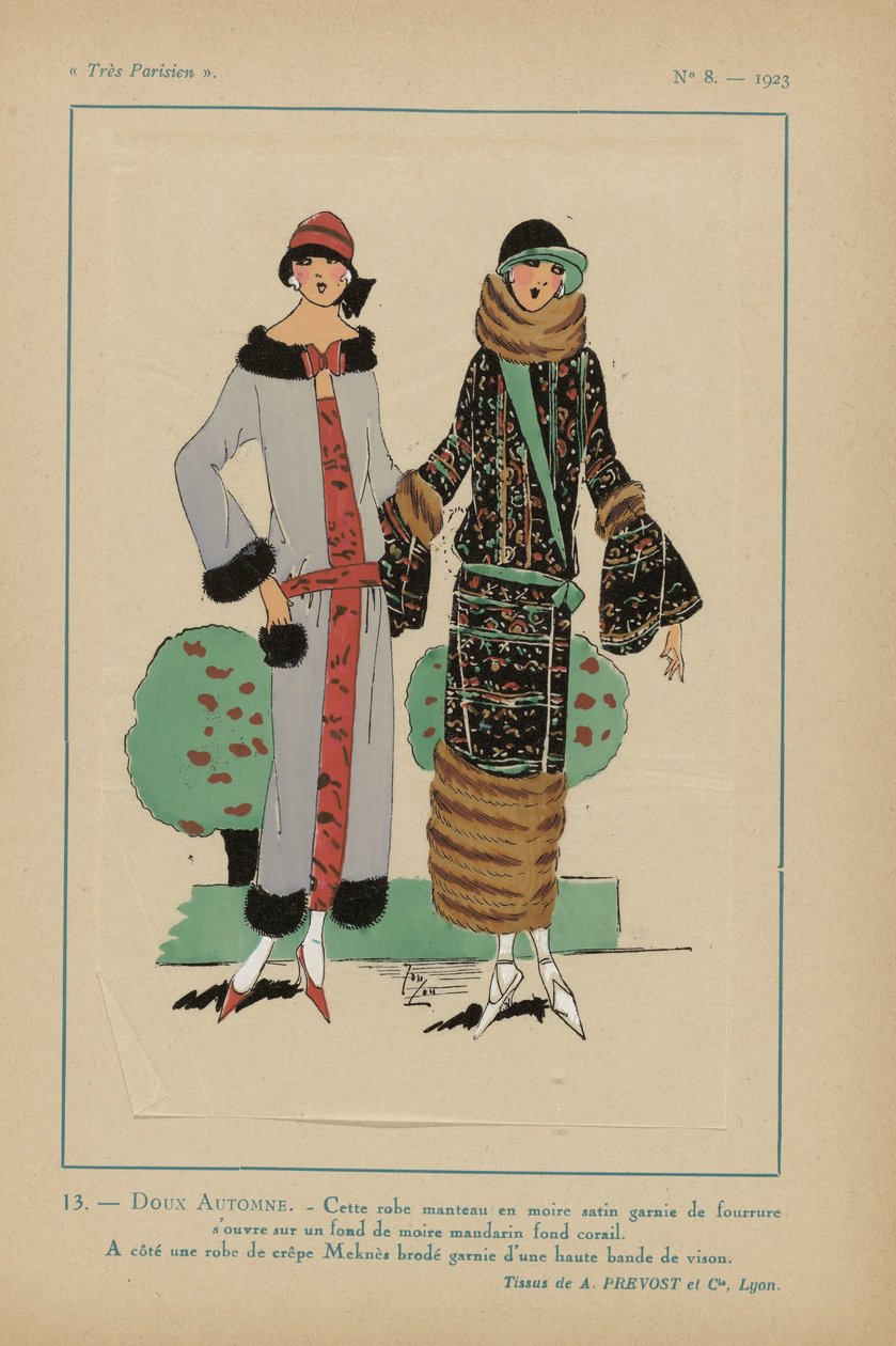Sehr Pariserisch, 1923, Nr. 8: 13.- Sanfter Herbst. - Dieses Mantelkleid... von Anonymous