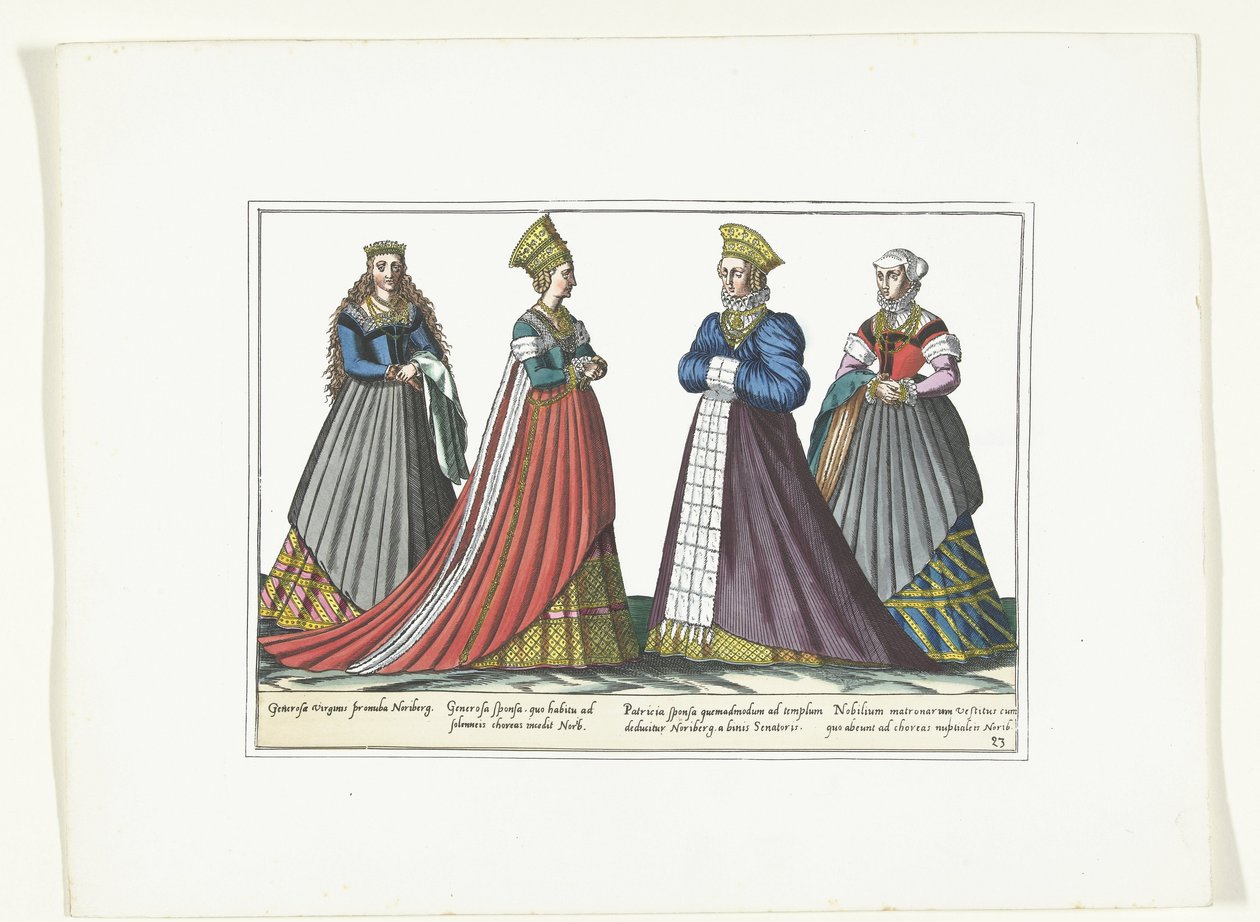 Vier Frauen in deutscher Mode in Nürnberg, ca. 1580 von Anonymous