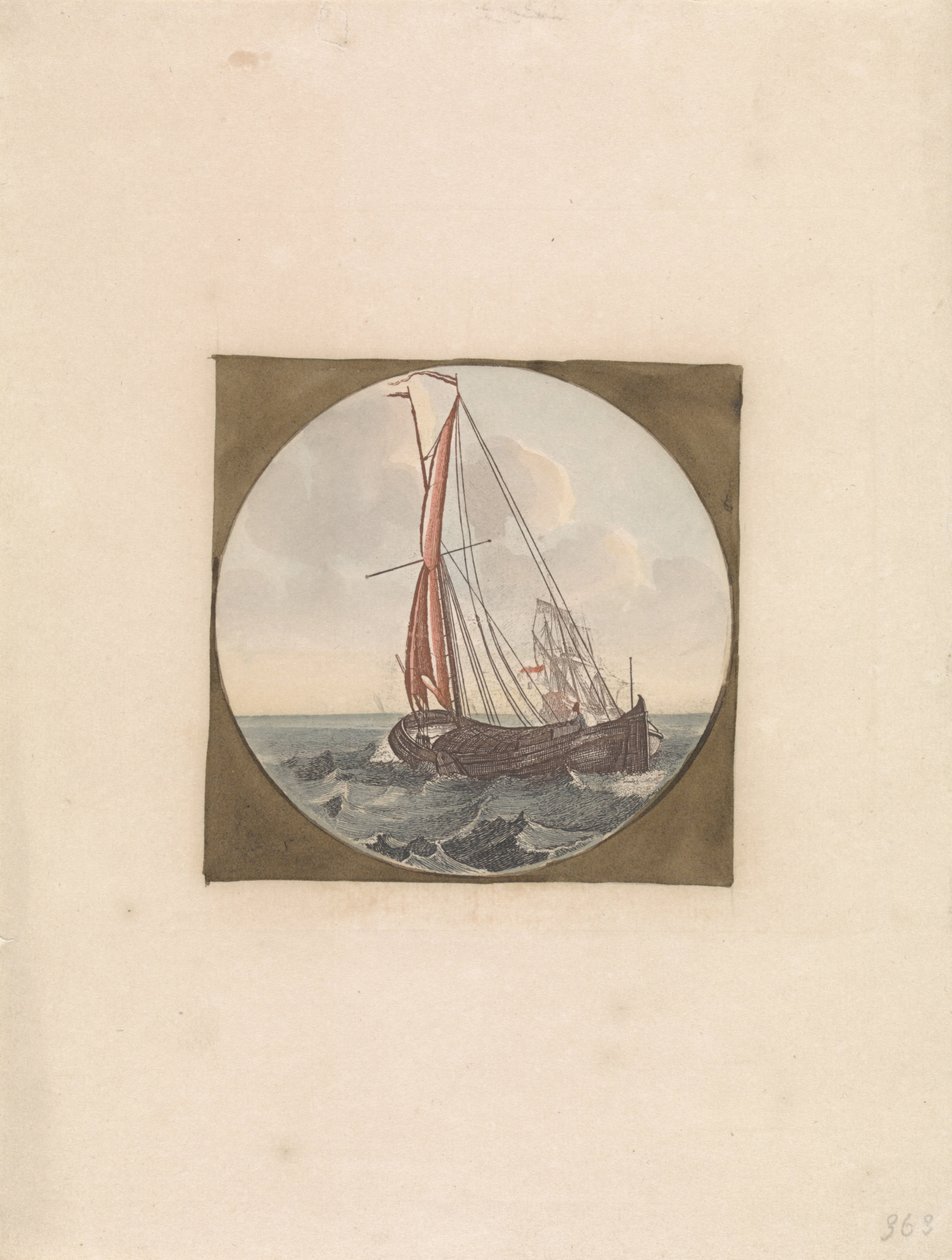 Segelschiff auf See, schräg von hinten gesehen von Anonymous