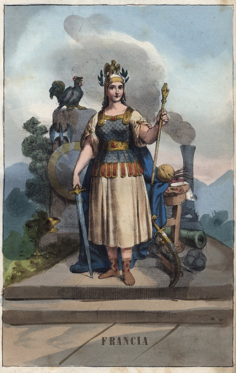 Allegorie von Frankreich - Gravur aus „Usi e Costumi di Tutti i Popoli dell