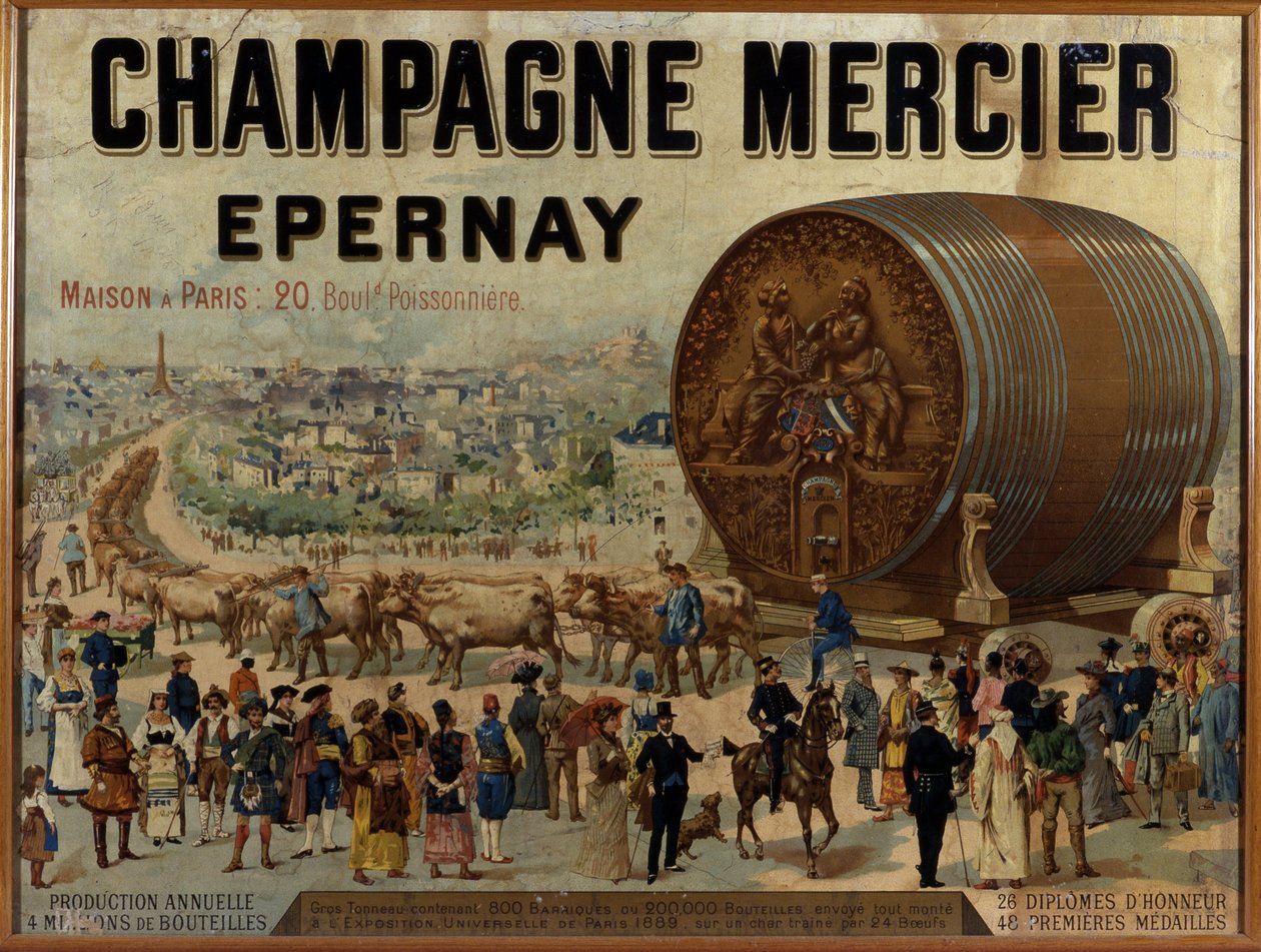 Großes Champagnerfass auf der Expo Universelle von 1889 - Werbeplakat für Mercier Champagner, späte 19. Jahrhundert von Anonymous Anonymous