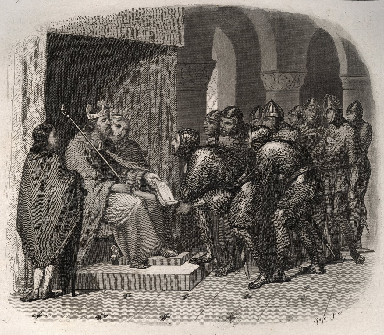 Eduard der Bekenner (einer der letzten angelsächsischen Könige von England) - St. Eduard der Bekenner (1004-1066) gibt seinem Volk neue Gesetze. Gravur von 1846 in Lives of the Saints. Private Sammlung von Anonymous Anonymous