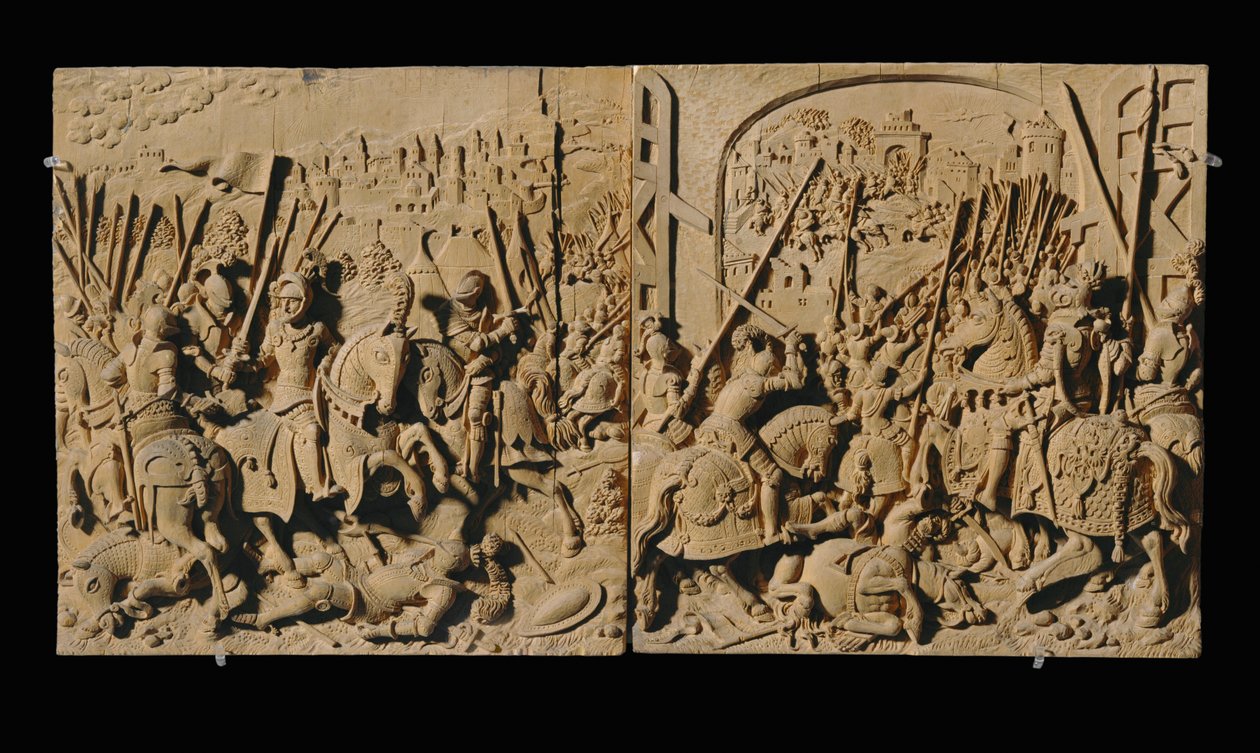 Acht geschnitzte Reliefs, Kirschholz von Anonymous Anonymous