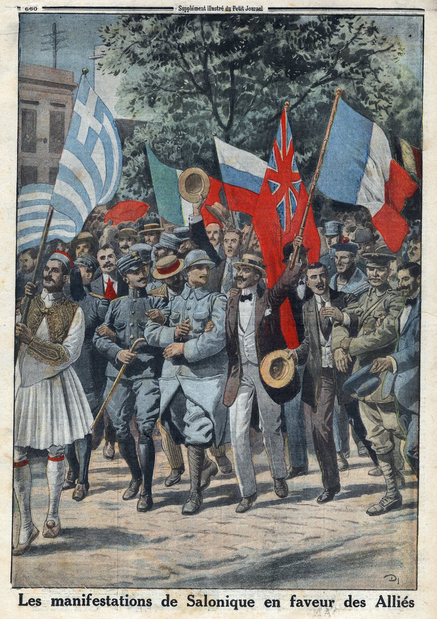 Erster Weltkrieg 1914-1918. Die Proteste in Saloniki (oder Thessaloniki in Griechenland) zugunsten der Alliierten. In 