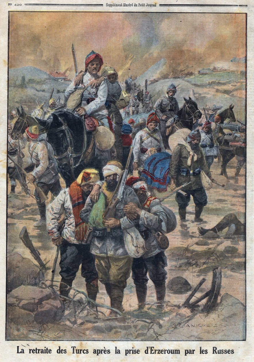 Erster Weltkrieg 1914-1918. Der Rückzug der Türken nach der Einnahme von Erzerum durch die Russen. In „Le Petit Journal“, am 27.02.1916. Private Sammlung von Anonymous Anonymous