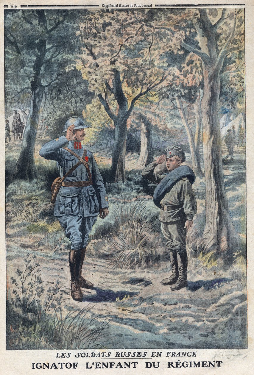 Erster Weltkrieg 1914-1918 (Krieg 14-18). Der junge russische Soldat Ignatof in einem Regiment der französischen Armee. In „Le Petit Journal“, am 21.05.1916. Private Sammlung von Anonymous Anonymous