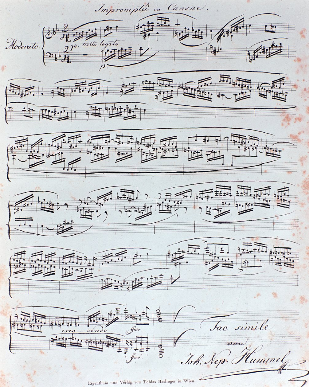 Erste Seite der Klaviermethode von J N Hummel (19. Jahrhundert) von Anonymous Anonymous
