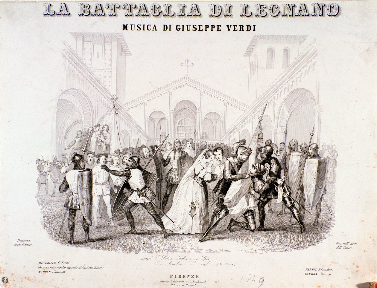Frontispiz von La battaglia di Legnano Oper von Giuseppe Verdi von Anonymous Anonymous