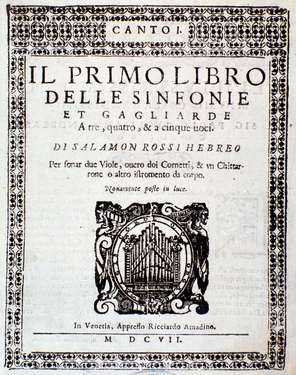 Frontispiz des Primo libro di sinfonie e gagliarde von Salomone Rossi von Anonymous Anonymous