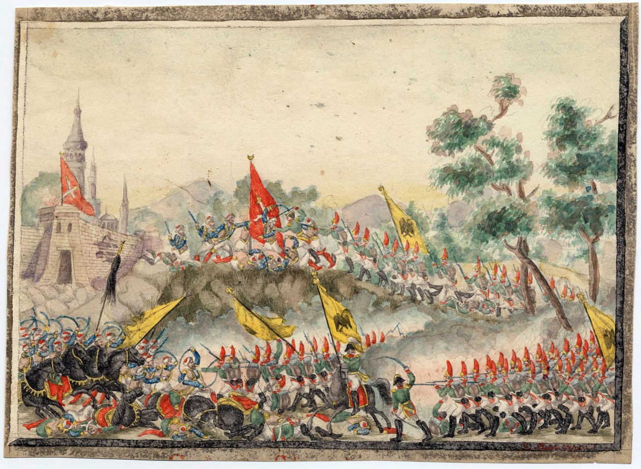 Russisch-Türkischer Krieg von 1828-1829 - Russische Armee eroberte die Festung Izmail (Ismail) im Jahr 1790 - Anonym - 1829 - Aquarell auf Papier von Anonymous Anonymous
