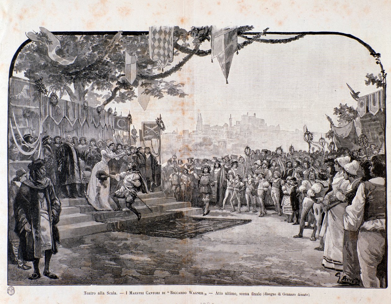Illustration für die letzte Szene von Die Meistersinger von Nürnberg von Wagner, für die Aufführung im Teatro alla Scala von Anonymous Anonymous