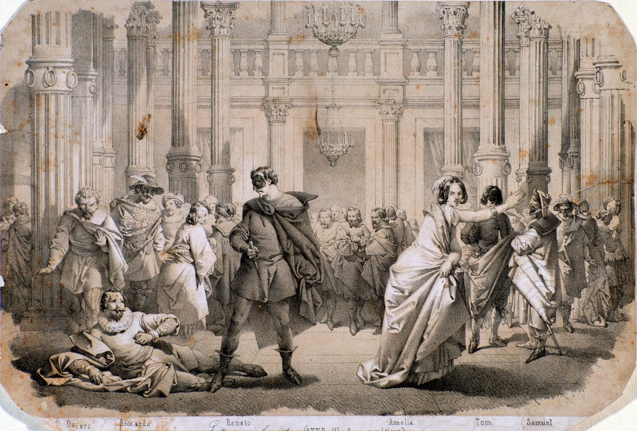 Illustration von Ein Maskenball, Oper von Giuseppe Verdi von Anonymous Anonymous