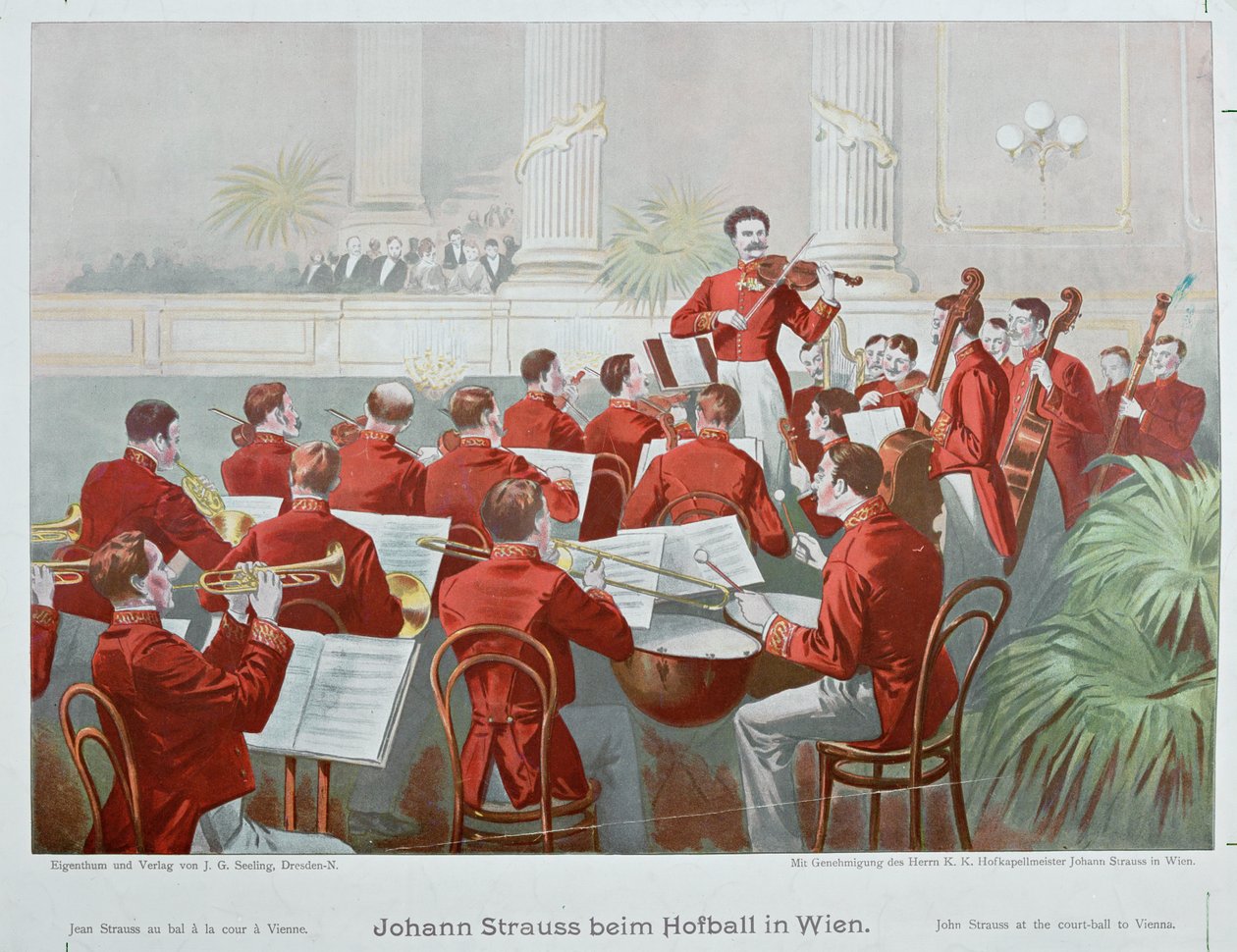 Johann Strauss Sohn dirigiert sein Orchester während eines Hofballs von Anonymous Anonymous
