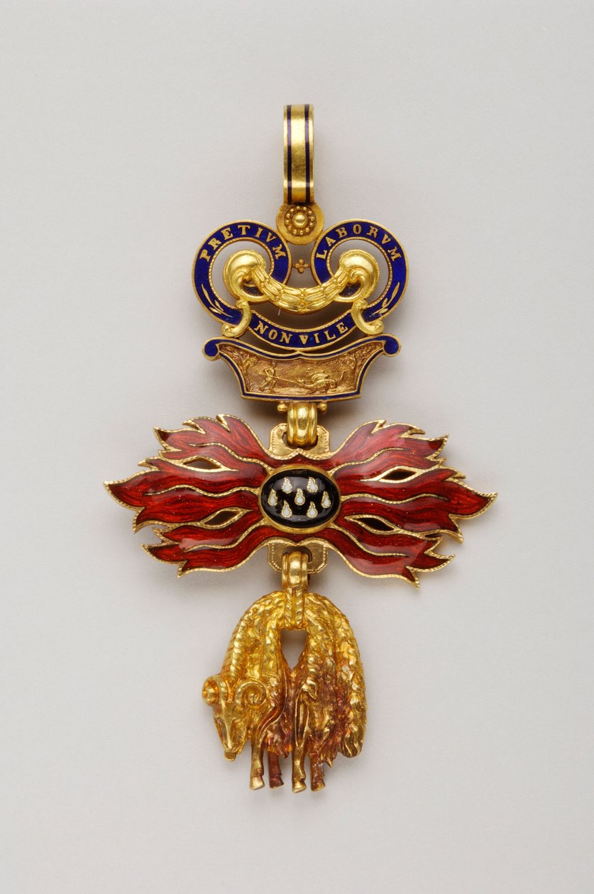 Orden vom Goldenen Vlies: Österreichisches Goldenes Vlies - Reduziertes Abzeichen - 1850-1900 - Gold und Emaille - Privatbesitz von Anonymous Anonymous