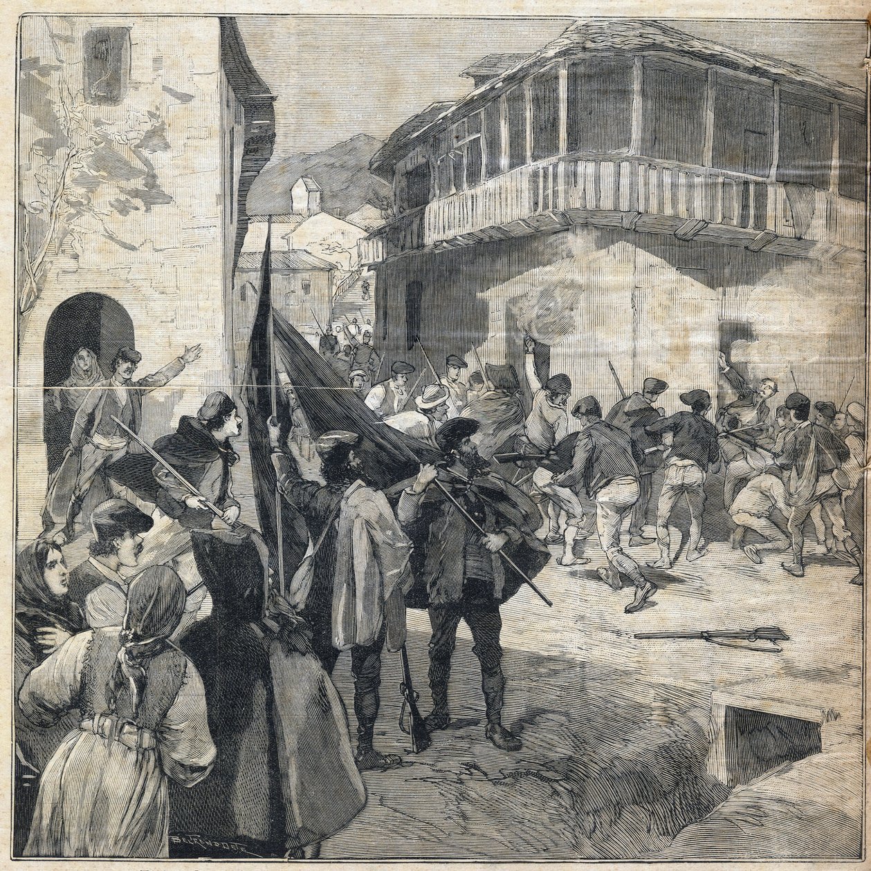 Bauernaufstand in Sizilien. Gravur in "Le Petit Parisien" am 31.12.1893. von Anonymous Anonymous
