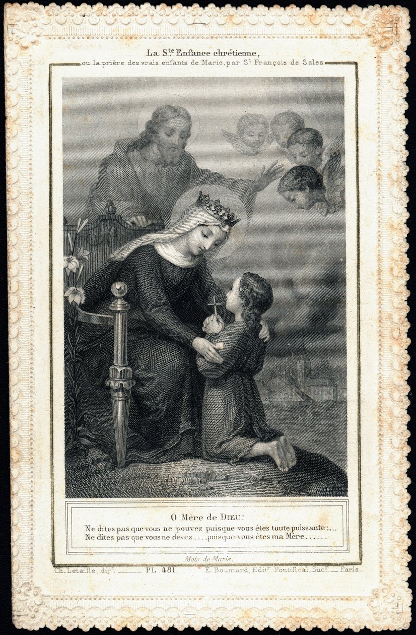 Andachtsbild: Heilige christliche Kindheit, oder das Gebet der wahren Kinder Mariens, von Franz von Sales von Anonymous Anonymous