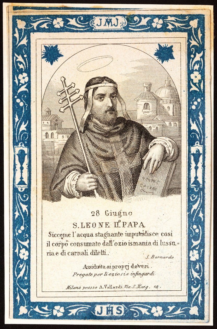 Papst Heiliger Leo (Leone) II (7. Jahrhundert) Frommes Bild. Postkarte. Anfang des 20. Jahrhunderts. Privatsammlung von Anonymous Anonymous
