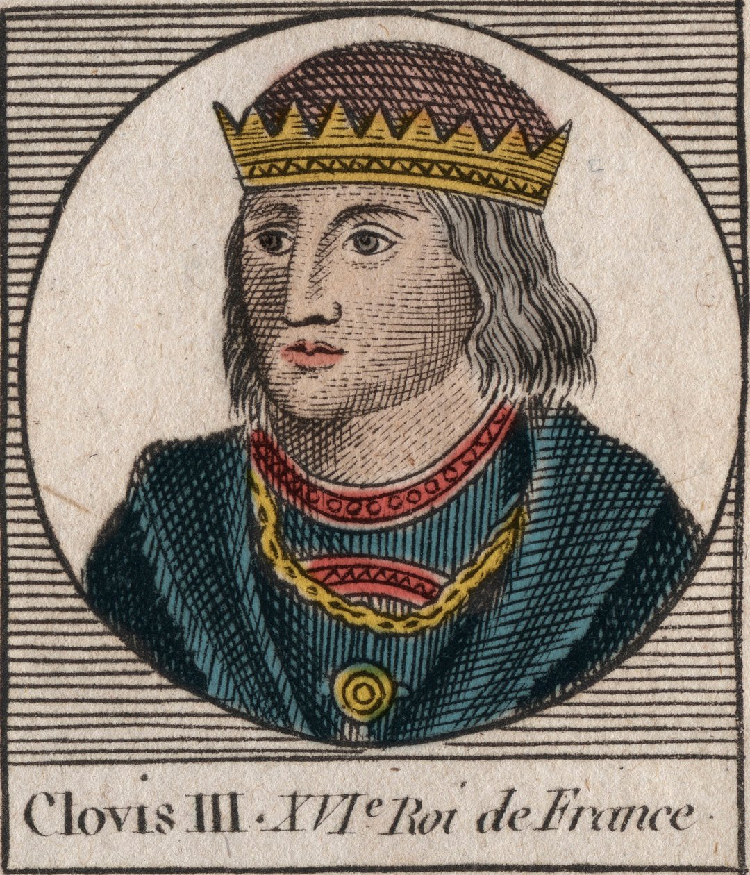 Porträt von Clovis III., König der Franken von 691 bis 695 - Gravur aus „Instruction sur l