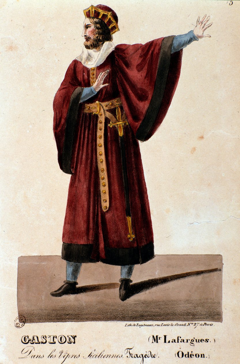 Porträt von Gaston, interpretiert von Lafargues in Die sizilianische Vesper (I vespri siciliani), Oper von Giuseppe Verdi von Anonymous Anonymous