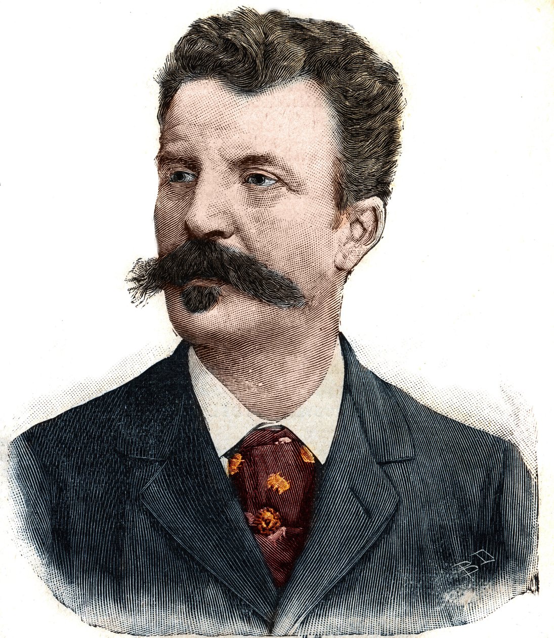 Porträt von Guy de Maupassant (1850-1893) französischer Schriftsteller. Gravur in „Le Peute Parisien“ von Anonymous Anonymous