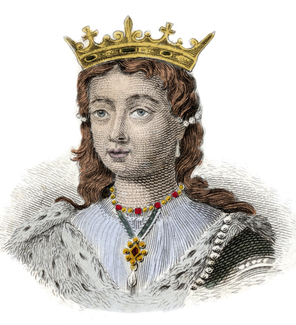 Porträt von Margarita von Anjou, Königin von England (1429-1482). Gravur aus dem 19. Jahrhundert von Anonymous Anonymous