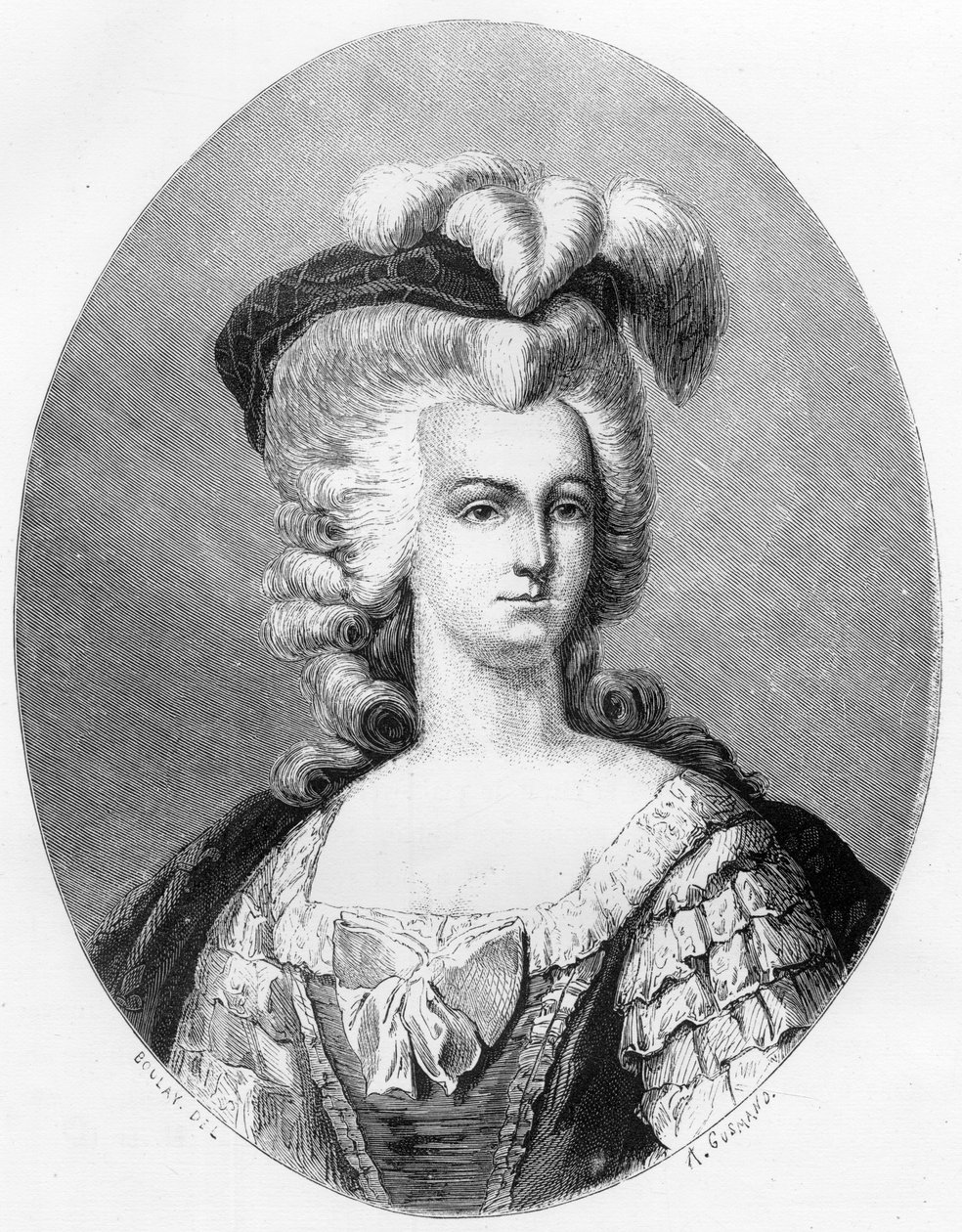 Porträt von Marie Antoinette (1755-1793), Königin von Frankreich - Gravur von 1863 in „Le Livre Rouge - Histoire De L