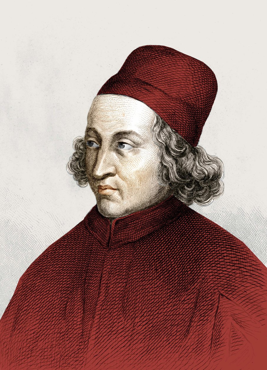 Porträt von Marsilio Ficino, genannt auf Französisch Marsile Ficin (1433 - 1499), Gravur 18. Jahrhundert. von Anonymous Anonymous