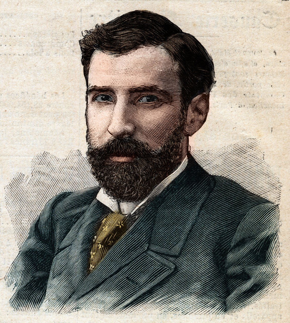 Porträt von Pietro Paolo Savorgnan di Brazza oder Pierre Paul François Camille Savorgnan de Brazza auf Französisch (1852-1905) Generalgouverneur des französischen Kongo. Gravur in „Le Petit Parisien“ von Anonymous Anonymous