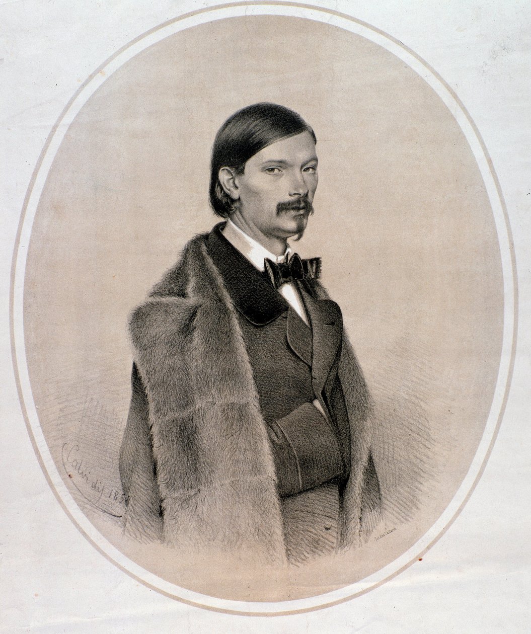 Porträt des italienischen Dirigenten, Kontrabassisten und Komponisten Giovanni Bottesini. Zeichnung. 1858 von Anonymous Anonymous
