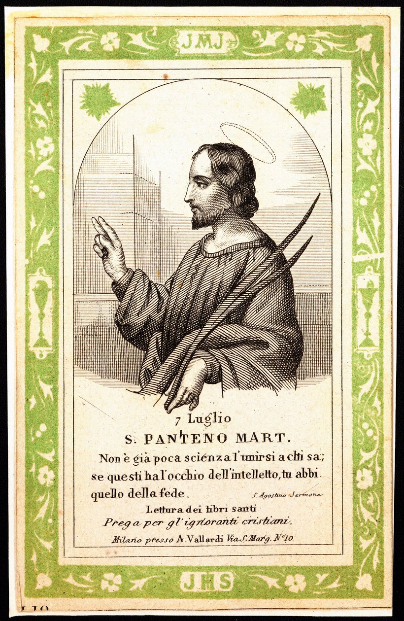 Darstellung des heiligen Panthene von Alexandria. Andachtsbild. Postkarte. Anfang des 20. Jahrhunderts. Private Sammlung von Anonymous Anonymous