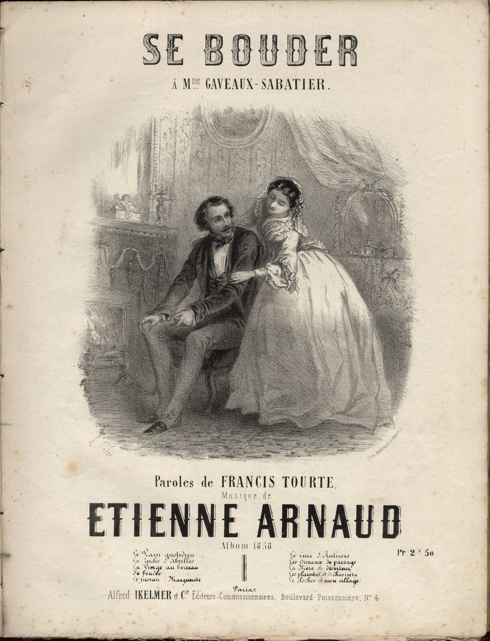 Notenblatt für „Se bouder“ Text von Francis Tourte, Musik von Étienne Arnaud. Private Sammlung. von Anonymous Anonymous