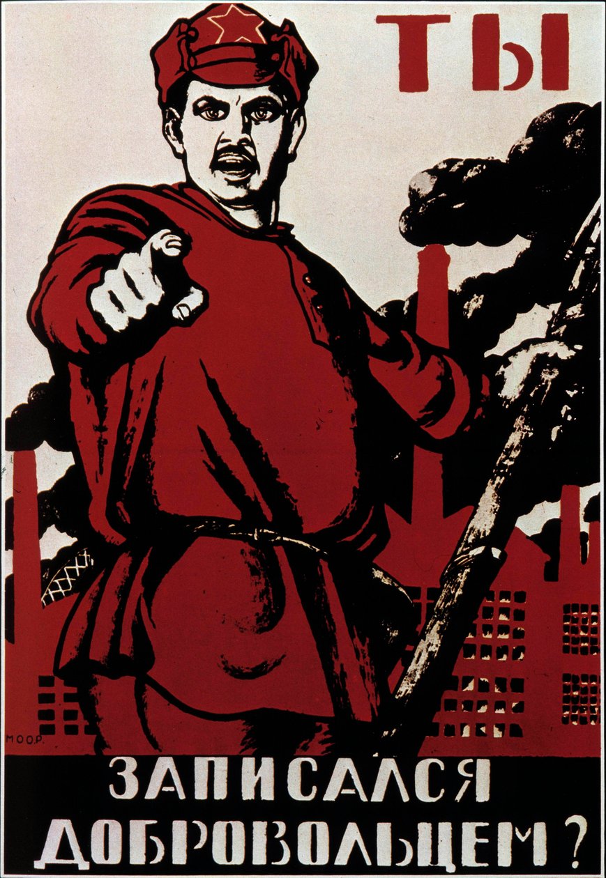 Sowjetisches revolutionäres Propagandaposter, das die Russen gegen die Generäle der Weißen Armee aufruft, die nach der bolschewistischen Revolution von 1917 Gegner der Kommunisten versammelten von Anonymous Anonymous