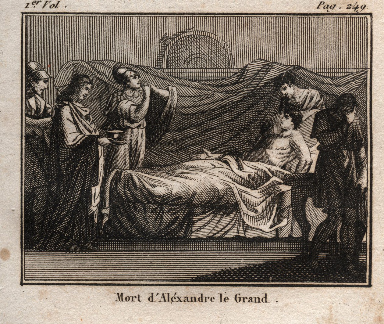 Der Tod von Alexander dem Großen, König von Makedonien (356-323 v. Chr.) - Der Tod von ALEXANDER DEM GROSSEN (356-323 v. Chr.) - König von Makedonien (336-323 v. Chr.) - aus „Der Jugend Rollin oder Ausgewählte Stücke aus antiken und römischen Geschichten“  von Anonymous Anonymous