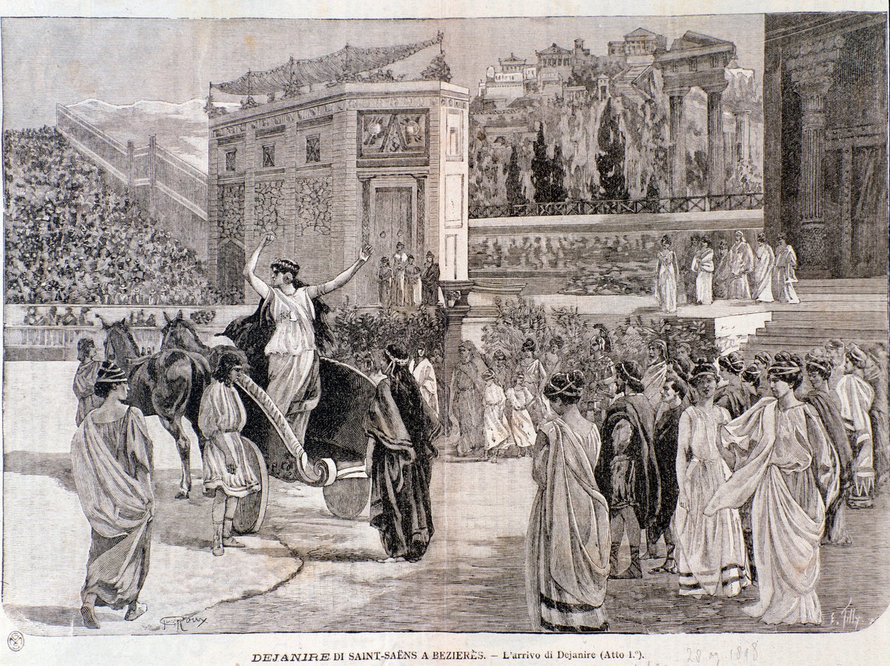 Die Ankunft von Deianira, aus dem Stück Dejanira von Camille Saint-Saens, aufgeführt in der Arena von Beziers im Jahr 1898 von Anonymous Anonymous