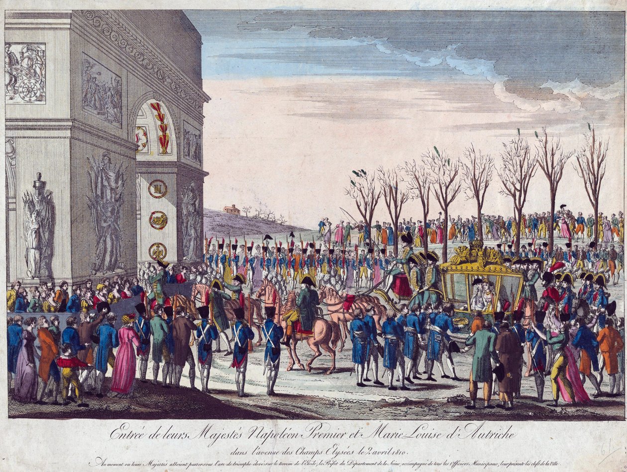 Der Hochzeitszug von Napoleon und Marie-Louise entlang der Champs Elysees am 2. April 1810 von Anonymous Anonymous
